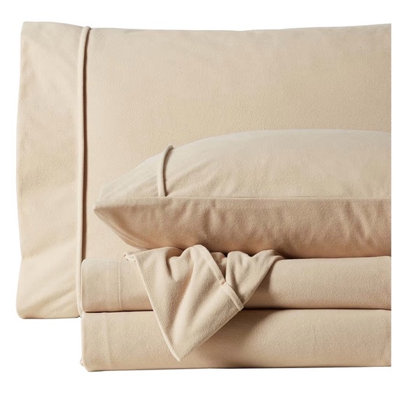Warm Beige MicroFiber Queen Flannel Sheets Bedding Set - Picture 2 of 5
